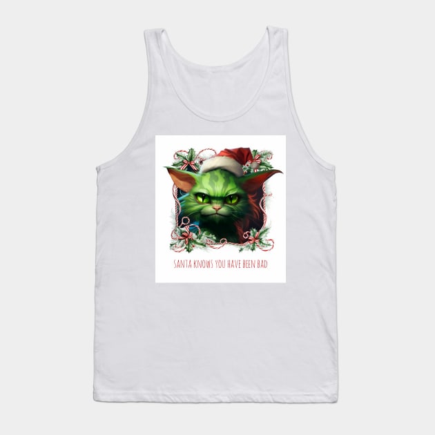 Christmas Grinche Cat / Santa knows you've been bad Tank Top by ByMine